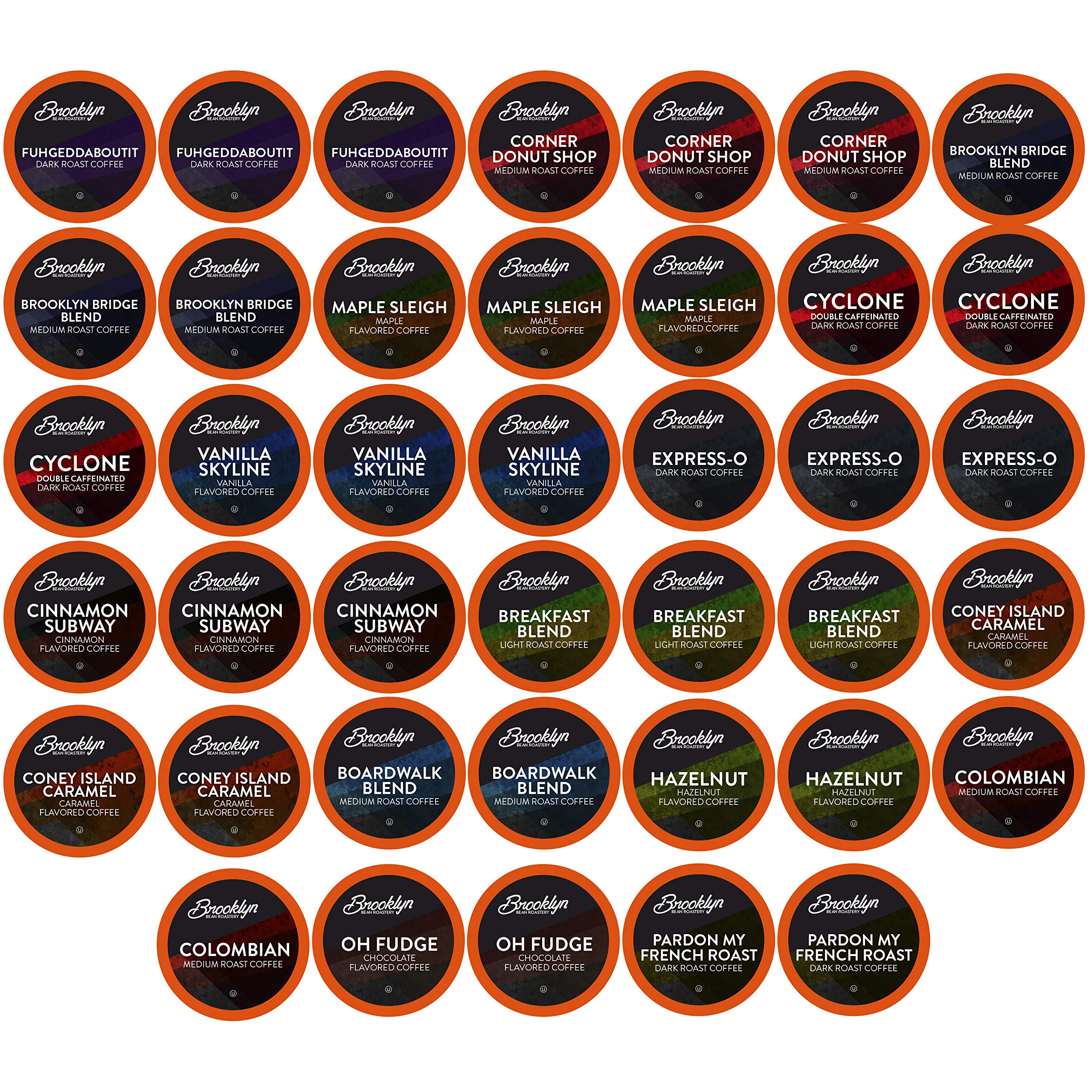 Brooklyn Beans Coffee Pods, Medium Roast Gourmet Variety Pack - Compatible with Keurig K Cup Brewers Including 2.0 Machines, 40 Count