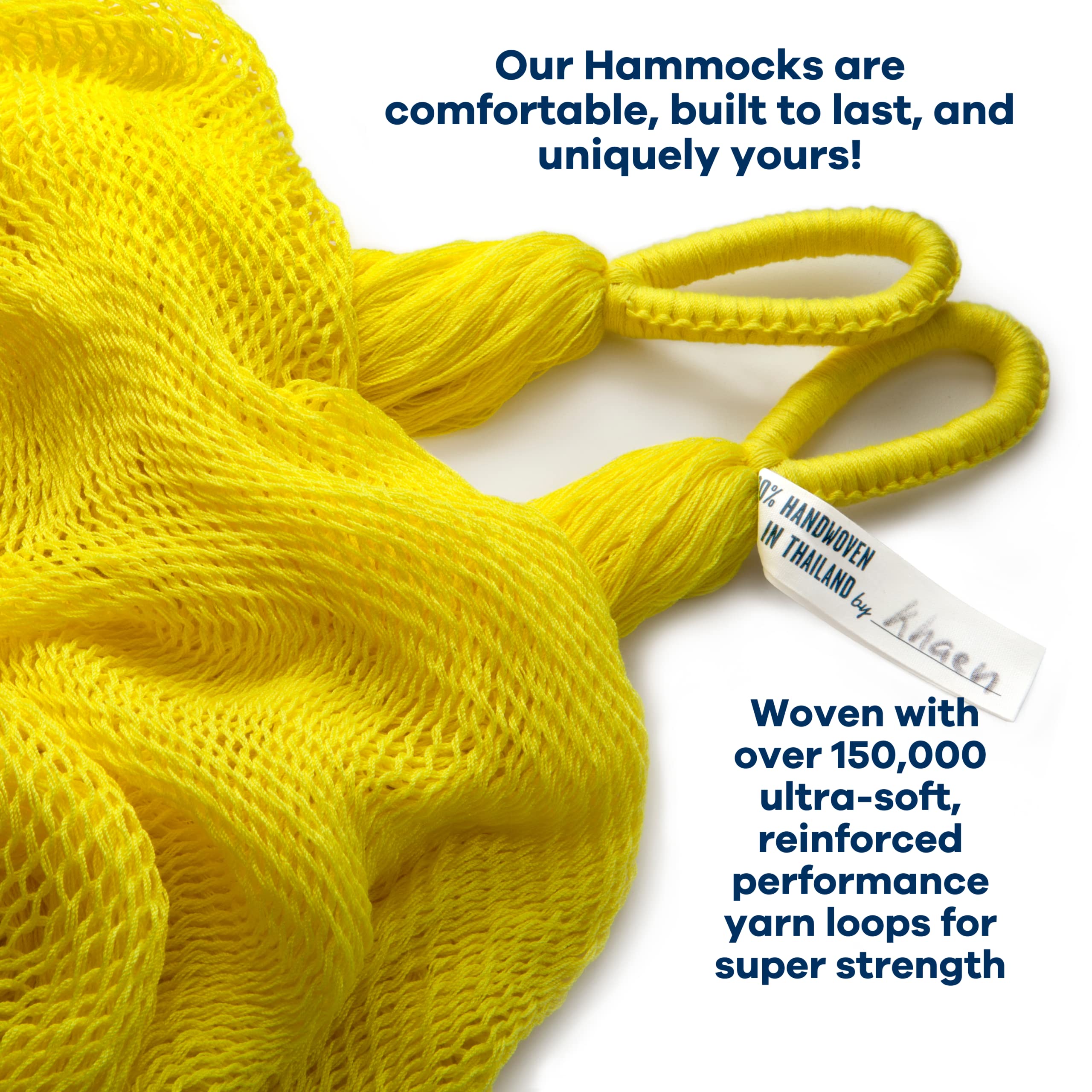 Handwoven Hammock by Yellow Leaf Hammocks - Double Size, Fits 1-2 PPL, 400lb max - Weathersafe, Super Strong, Easy to Hang, Ultra Soft, Artisan Made - Color: Natural Khaki