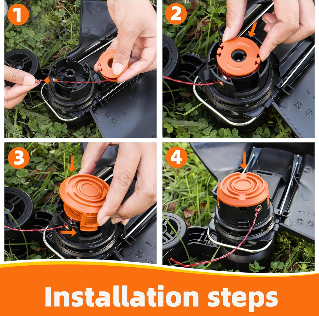 Xgunion Trimmer Spool Line for Worx 14 Pack WA0010 Edger Spools Replacement for Worx Weed Eater String Trimmer Line Refills 0.065 inch Suitable for Worx String Trimmers(12 Line Spools,2 Cap)
