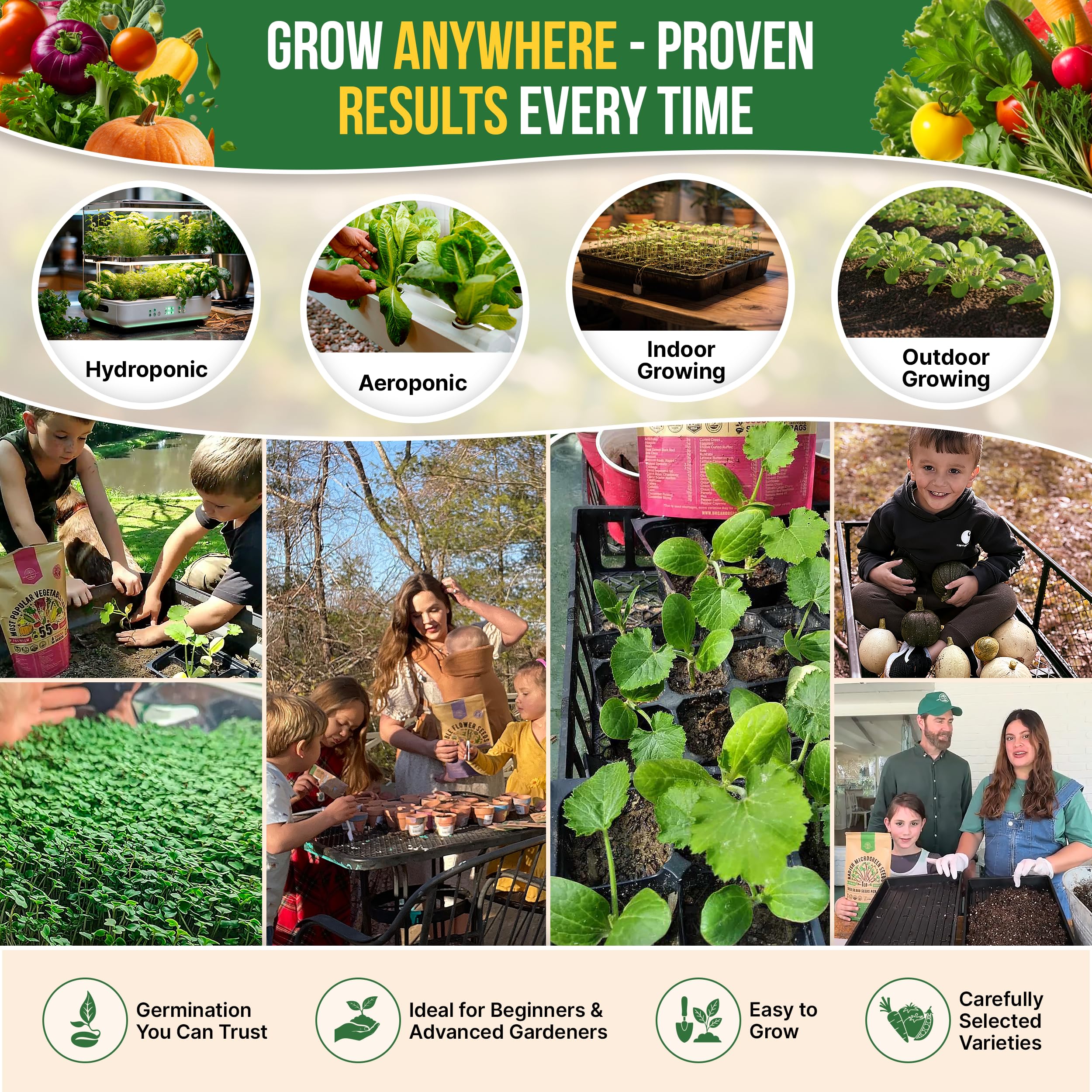 20 Vegetable Seeds Variety Pack - 12,465+ Non-GMO Heirloom Seeds for Planting Vegetables and Fruits in Individual Seed Packets, Home Garden Seed for Hydroponic, Indoor and Outdoors Gardening