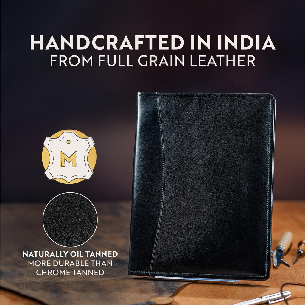 Leather Portfolio Professional Organizer Padfolio – Resume Folder with Luxury Pen, Stylish Document Folio for Letter Size Writing Pad with Business Card Holder, Ideal Gift Portfolios for Men and Women