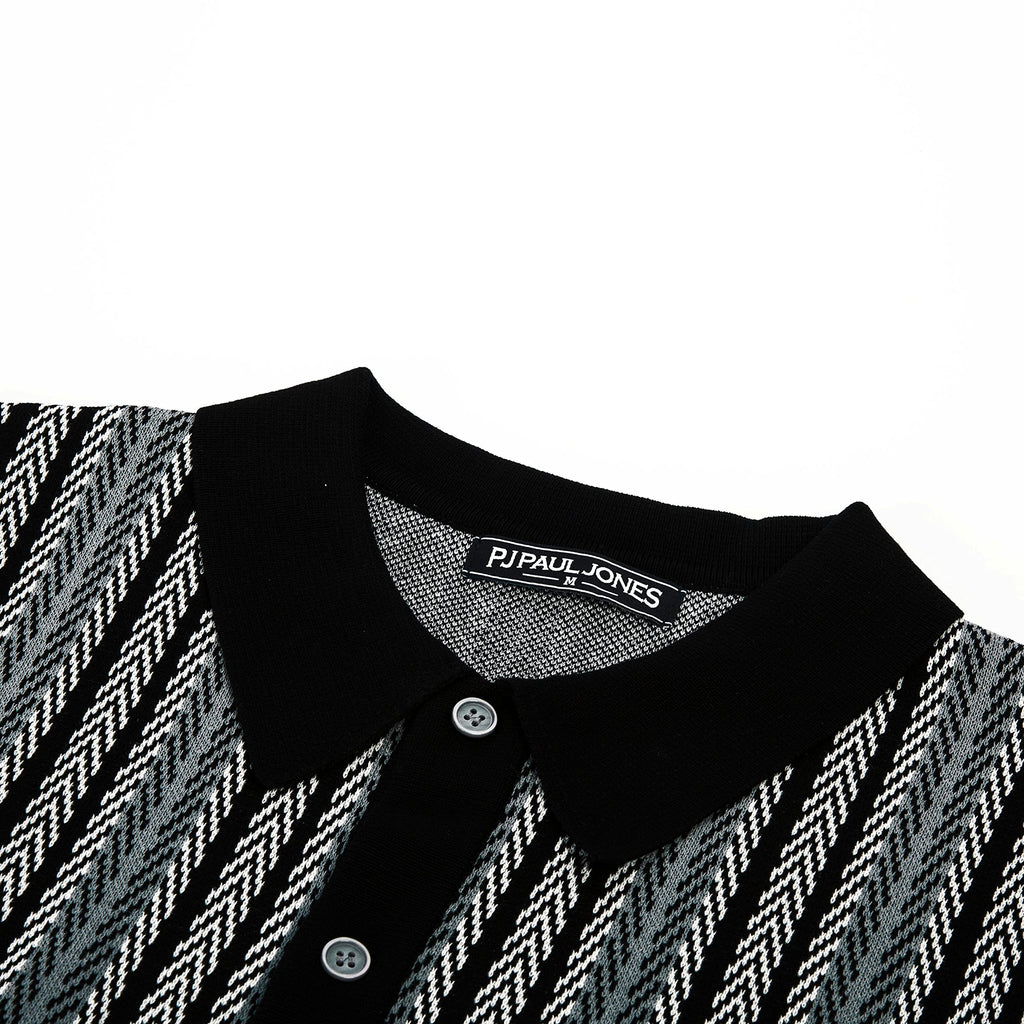 PJ PAUL JONES Men's Polo Shirts Retro Knit Shirt Vintage Striped Shirt