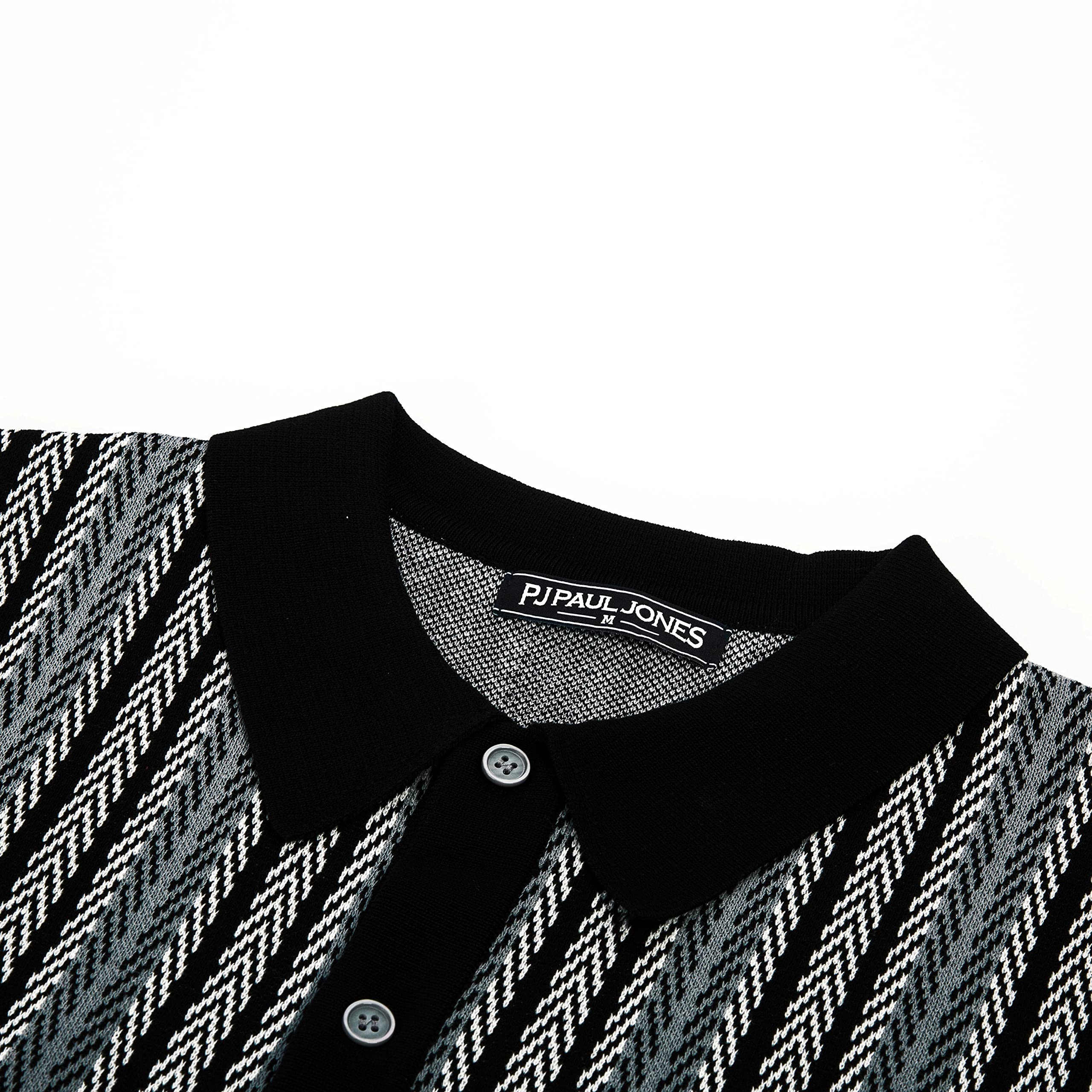 PJ PAUL JONES Men's Polo Shirts Retro Knit Shirt Vintage Striped Shirt