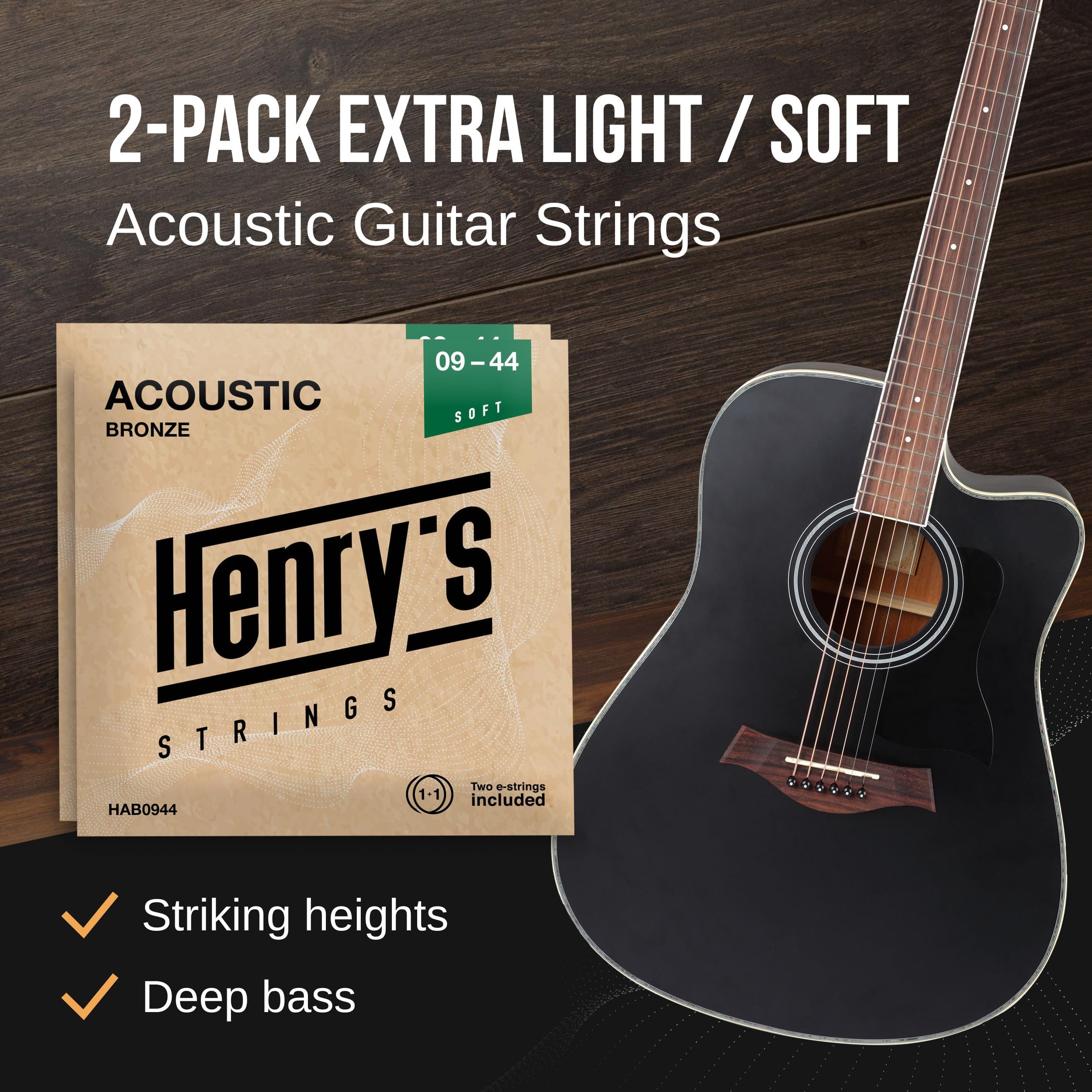 Light Acoustic Guitar Strings 10-47 - Brilliant Sound & Extra E1 String & 3xGuitar Picks - Phosphor Bronze Guitar Strings Acoustic - Acoustic Guitar Strings 6 String Set