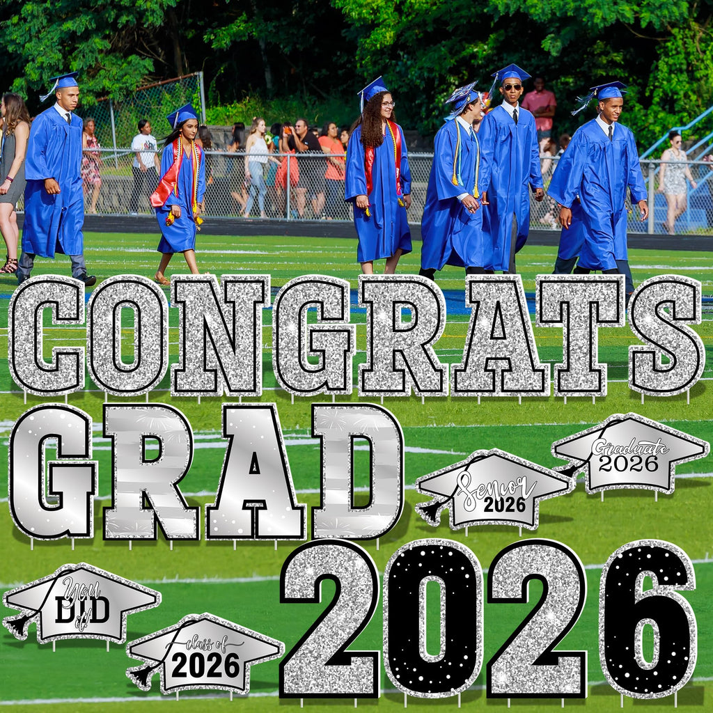 HOVACY 20 PCS Black Gold Graduation Yard Signs Class of 2026 | Black Gold 20 PCS, 40 Stakes, 11.57 x 16.14 in, Corrugated Plastic, Waterproof, Congrats Grad Sign, Graduation Sign