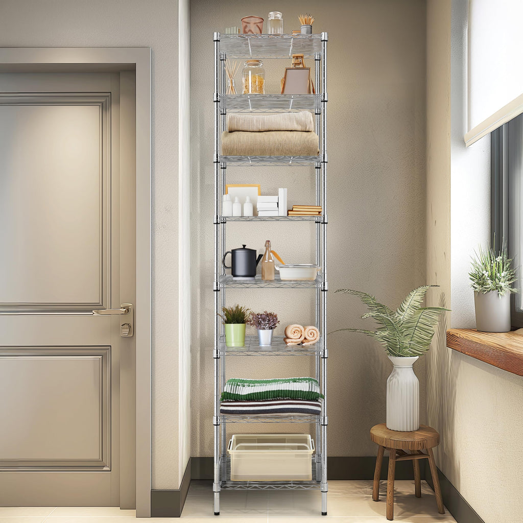 Finnhomy Heavy Duty 5 Tier Wire Shelving Unit, 18x18x59-inches 5 Shelves Storage Rack, Metal Shelving with Thicken Steel Tube, NSF Certified, Chrome