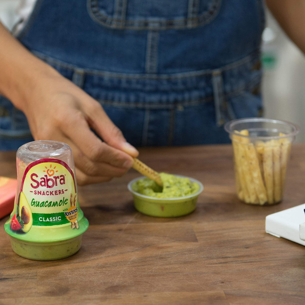 Sabra Snackers Guacamole Dip with Rolled Tortilla Chips, 2.8 Oz - Individual Guacamole Cup for On the Go Snack Packs -Dairy-Free, Kosher & Gluten-Free