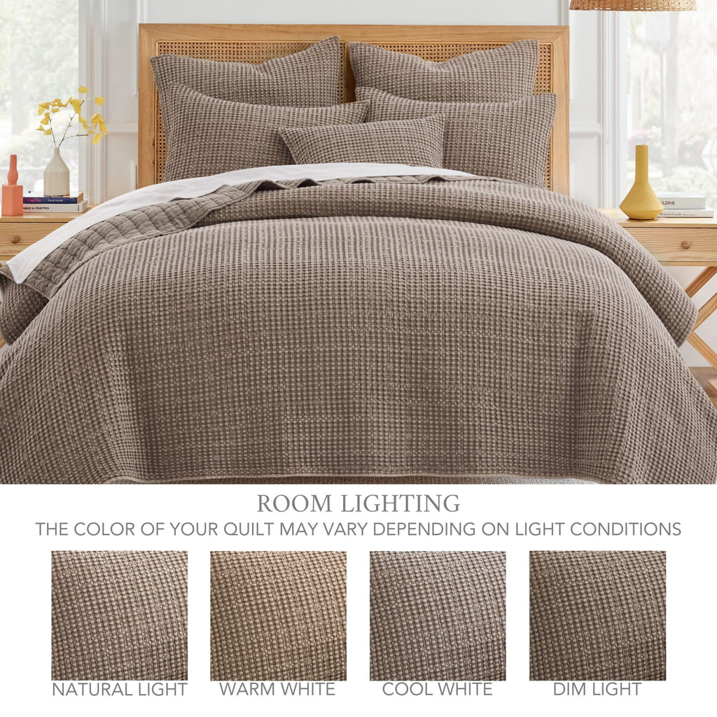 Levtex Home Mills Waffle Twin Bedspread Set (84x104in) with 1 Pillow Sham (26x20in) - Adobe - 100% Cotton Twin Size Bedspread Set - Lightweight, Soft, Pre-Washed