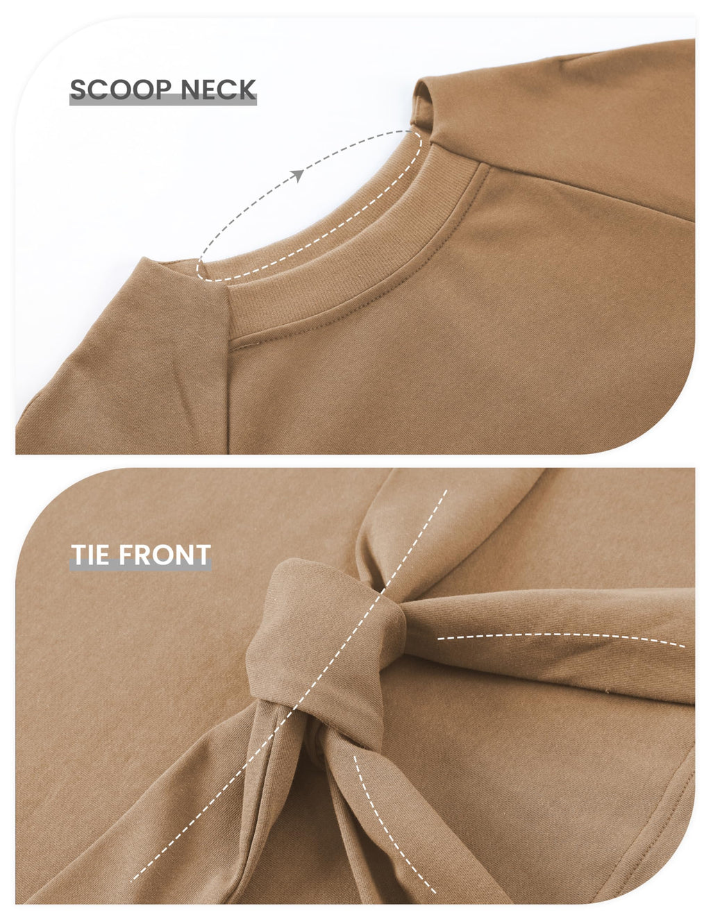 Zhiyouni Women's Long Sleeves Shirt Tops Casual 2026 Fall Fashion Crewneck Tie Knot Sweatshirt Pullover