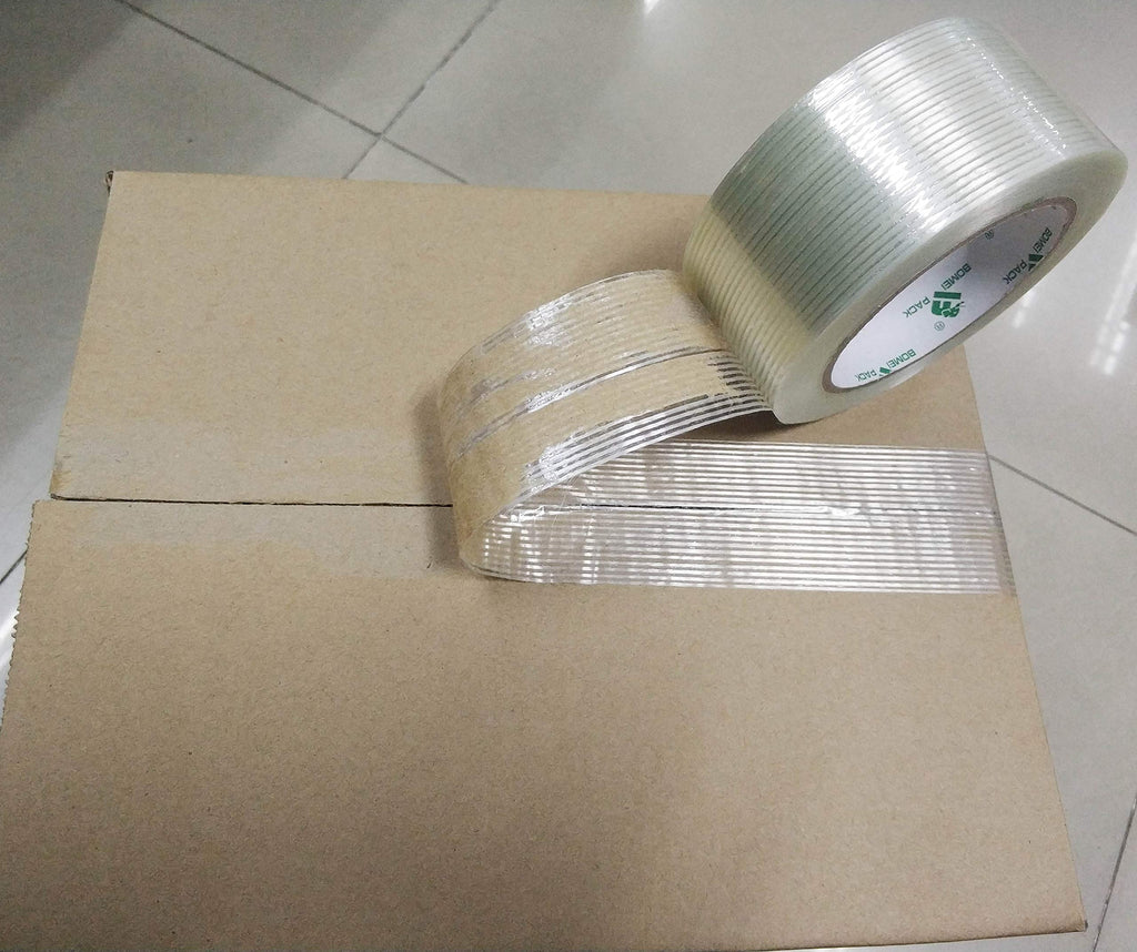 BOMEI PACK Wide Strapping Tape, 4Inch Heavy Duty Reinforced Packing Tape, Fiberglass Filament 60yds 5.5Mil