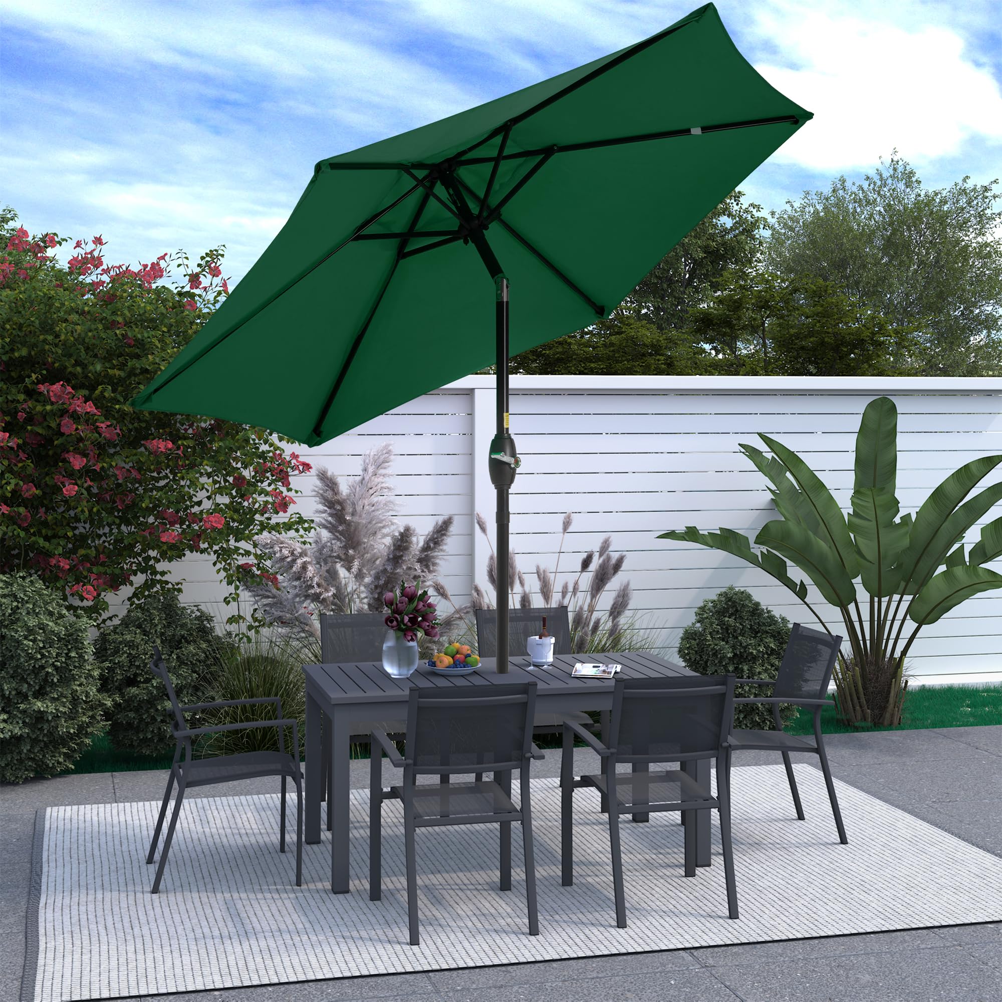 SUNVIVI OUTDOOR Outdoor Patio Umbrella, Patio Umbrella, Market Umbrella, Large Outdoor Umbrella, Metal Pole Umbrella with Push Button Tilt and Crank, Polyester Canopy