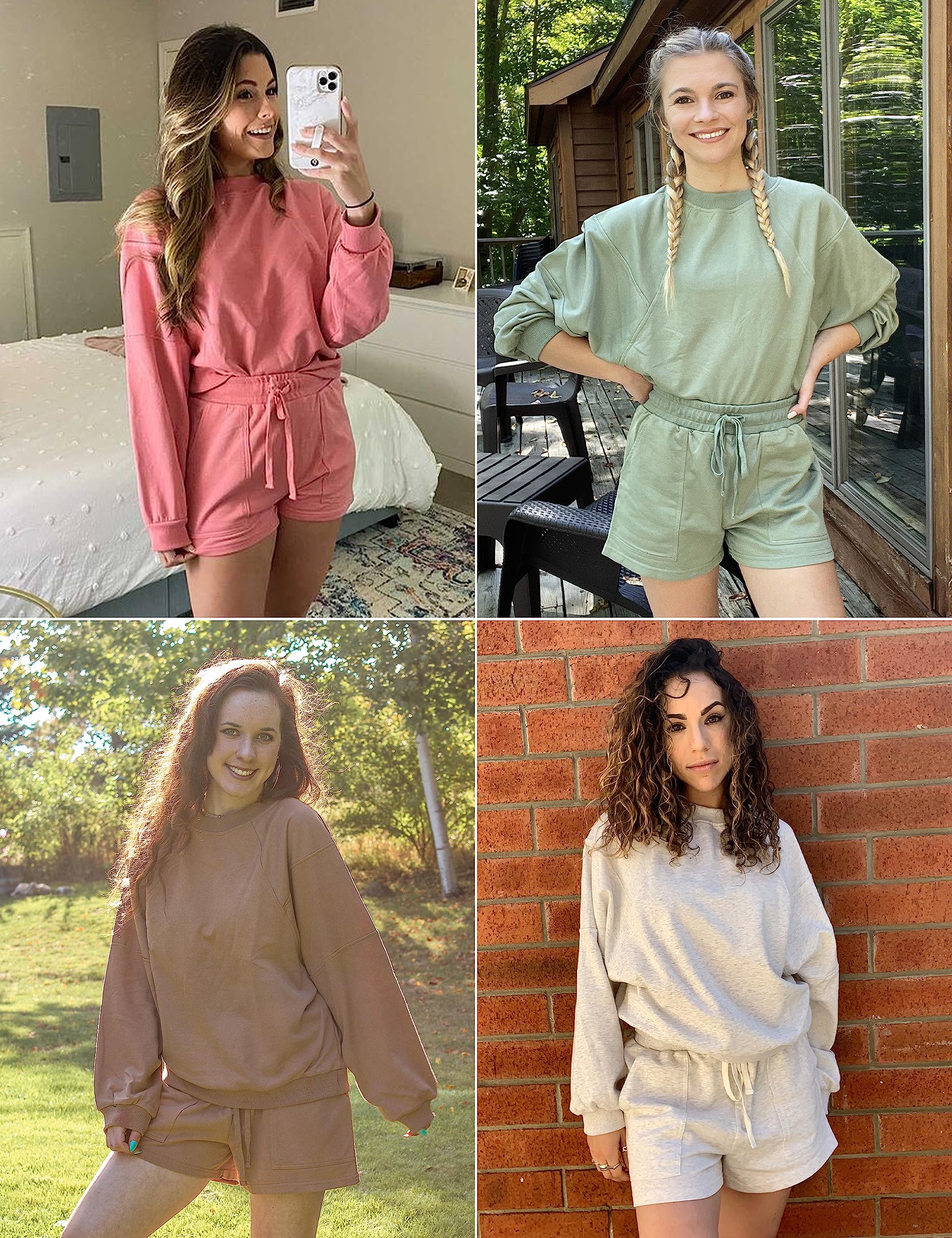 MEROKEETY 2026 Spring Lounge Sets for Women Oversized Batwing Sleeve Casual Top and Shorts 2 Piece Outfits Sweat Set