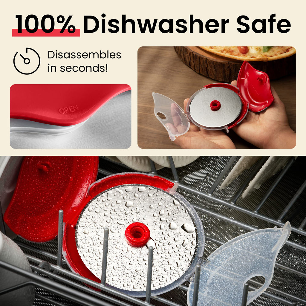 Kitchy Pizza Cutter Wheel with Protective Blade Cover, Ergonomic Pizza Slicer (Blue)