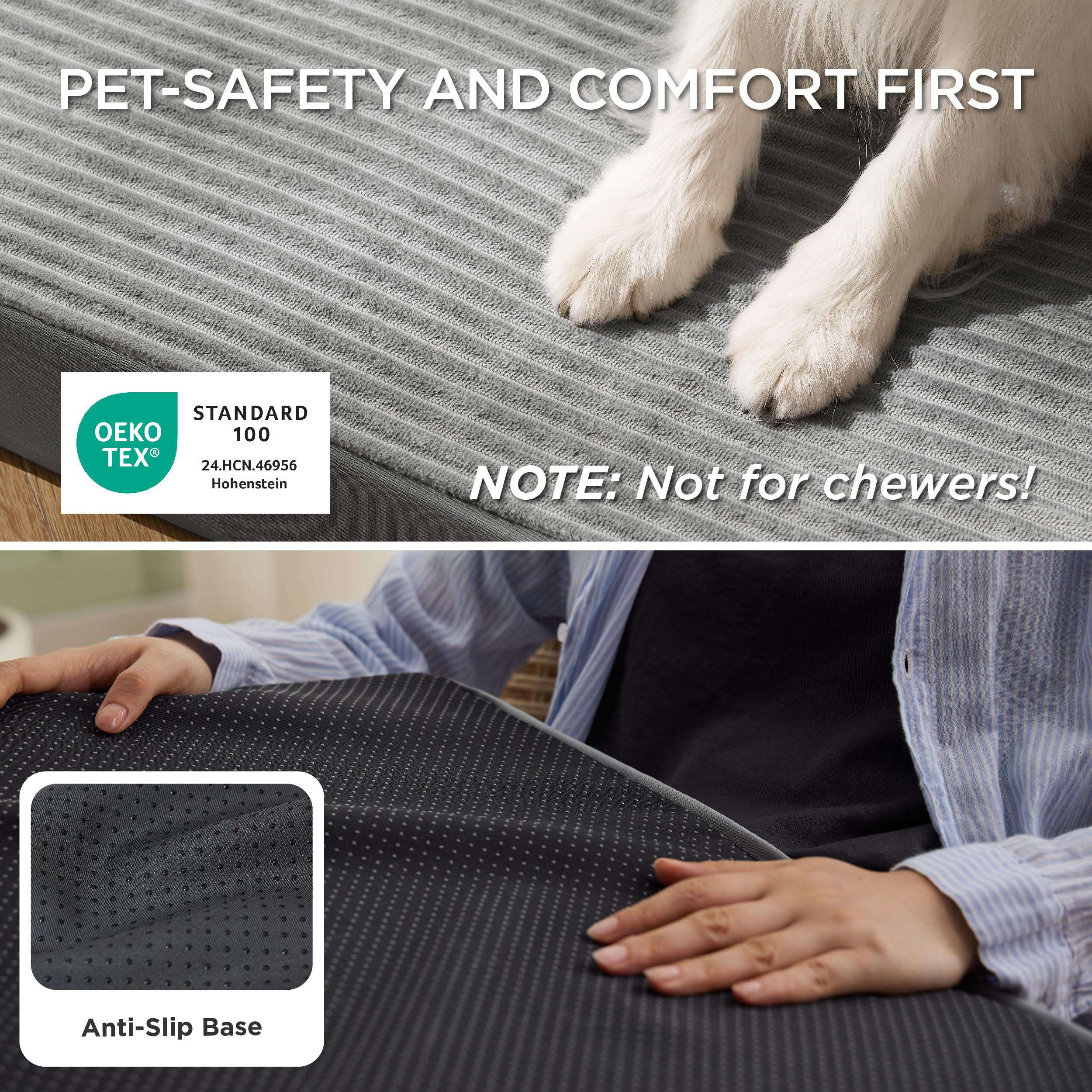 Bedsure ComfyFleece Dog Bed for Small Dogs - Orthopedic Pet Beds with Removable Washable Cover, NOT Waterproof Egg Crate Foam Puppy Mat, Suitable for Pet Up to 20 lbs, 23"x17"x2.8", NOT for Chewers