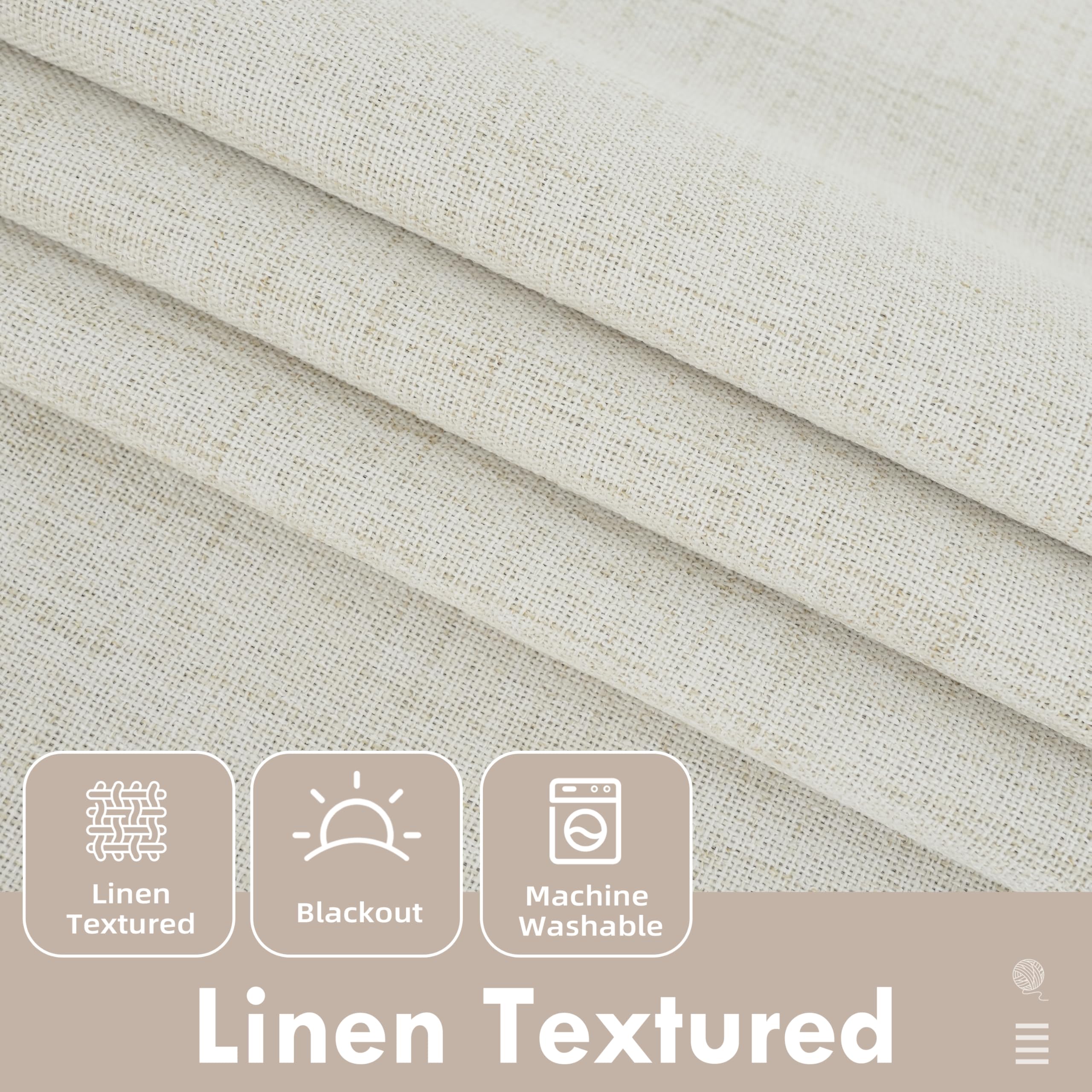 DriftAway Double Layer Linen Blackout Tie Up Curtains Thermal Insulated Fully Lined Balloon Roman Shade Bathroom Window Adjustable Rod Pocket for Small Window 25 Inch by 47 Inch Beige