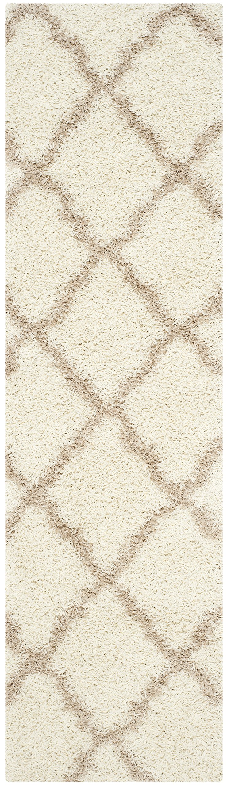 SAFAVIEH Dallas Shag Collection Accent Rug - 2'3" x 4', Beige & Ivory, Trellis Design, Non-Shedding & Easy Care, 1.5-inch Thick Ideal for High Traffic Areas in Entryway, Living Room, Bedroom (SGD257D)