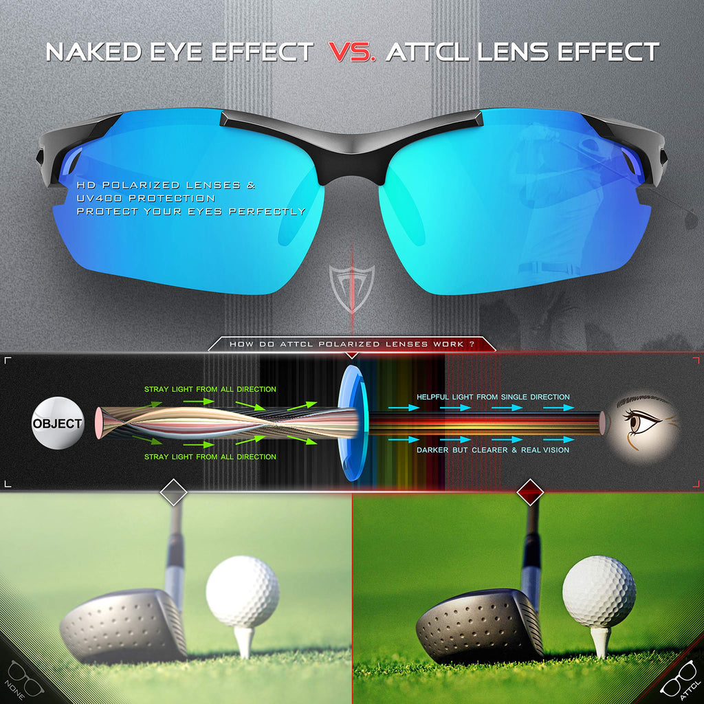 ATTCL 22g Polarized Sunglasses Men Sports: Secure Fit Wrap Around TR90 Frame Ultra-Light UV Protection for Running Fishing