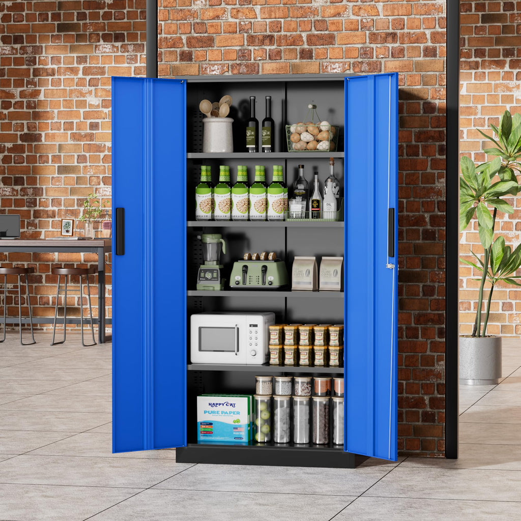 Greenvelly Metal Storage Cabinet, 36" Locking Storage Cabinet with Doors and Shelves, Lockable Storage Cabinets for Home Office, Utility Locker Cabinet, Steel Garage Cabinet with 2 Keys, Black