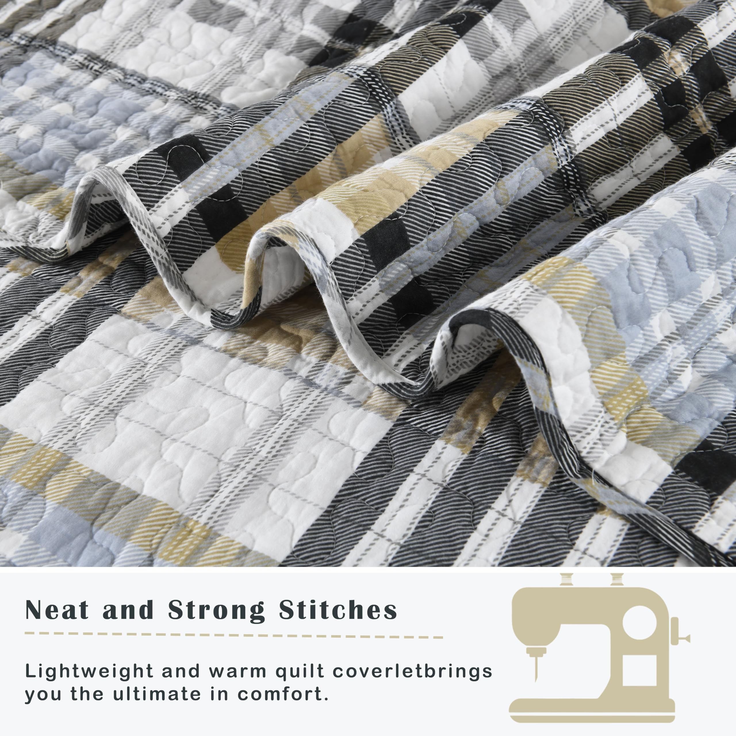 Yellow Quilts Queen Size, Paisley Comforter Set Queen Cotton Bed, Yellow Grey White Comforter, Striped Bedding Queen Size, Lightweight Luxury Bedspread,3 Piece