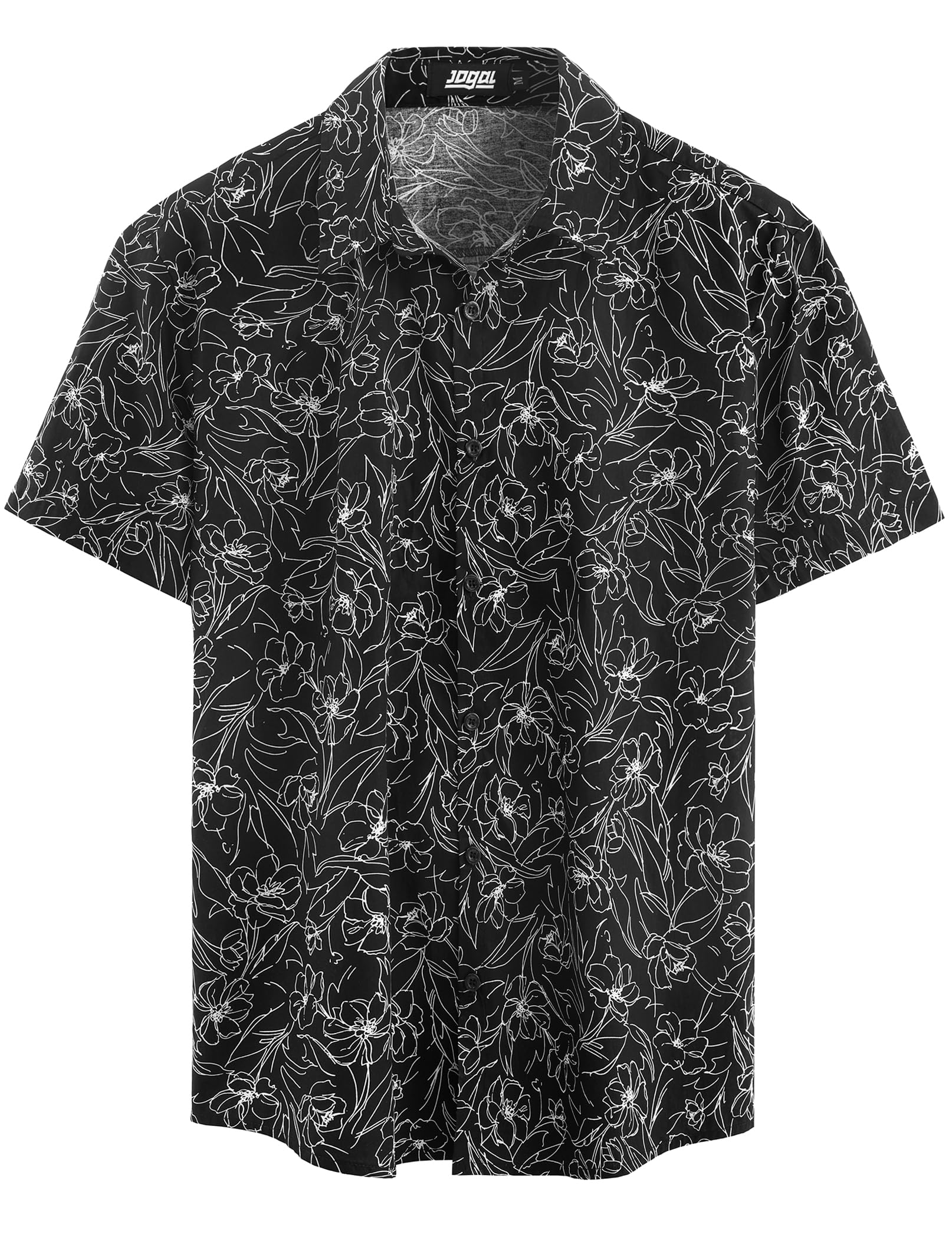 JOGAL Men's Flower Casual Short Sleeve Aloha Hawaiian Shirt