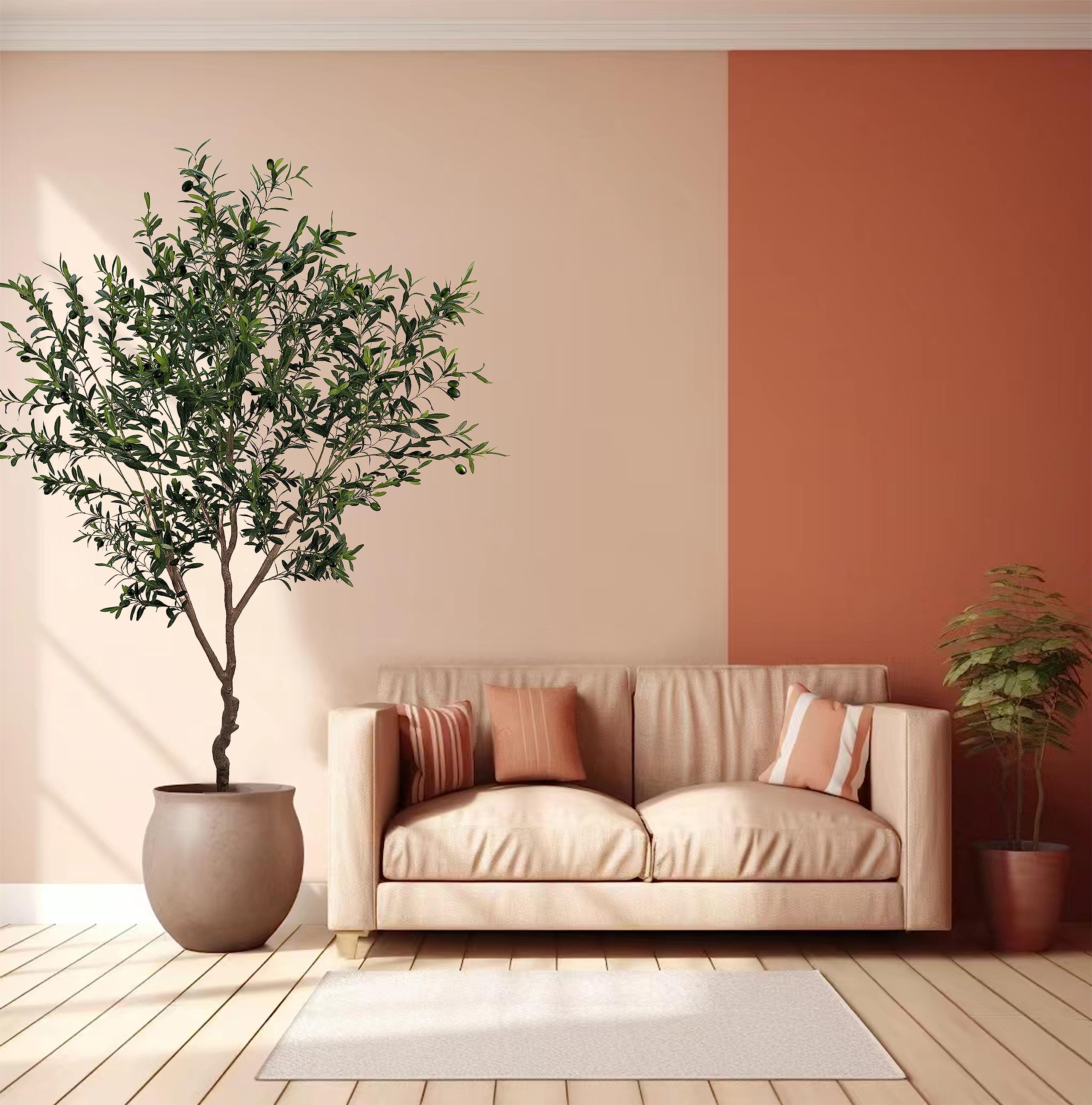 Artificial Olive Tree 7ft(82in,2200+Uv Protection Leaf) Tall,Faux Olive Tree Indoor Artificial Tree for Modern Home Office Living Room Floor Decor Indoor
