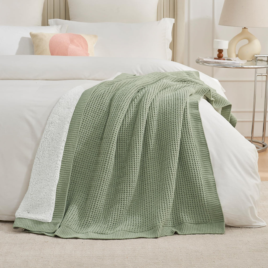 Amélie Home Cable Knit Throw Blanket for Couch, Chenille Sherpa Soft Cozy Throw Blankets for Sofa Chair Comfortable Home, 50"x60", Gray
