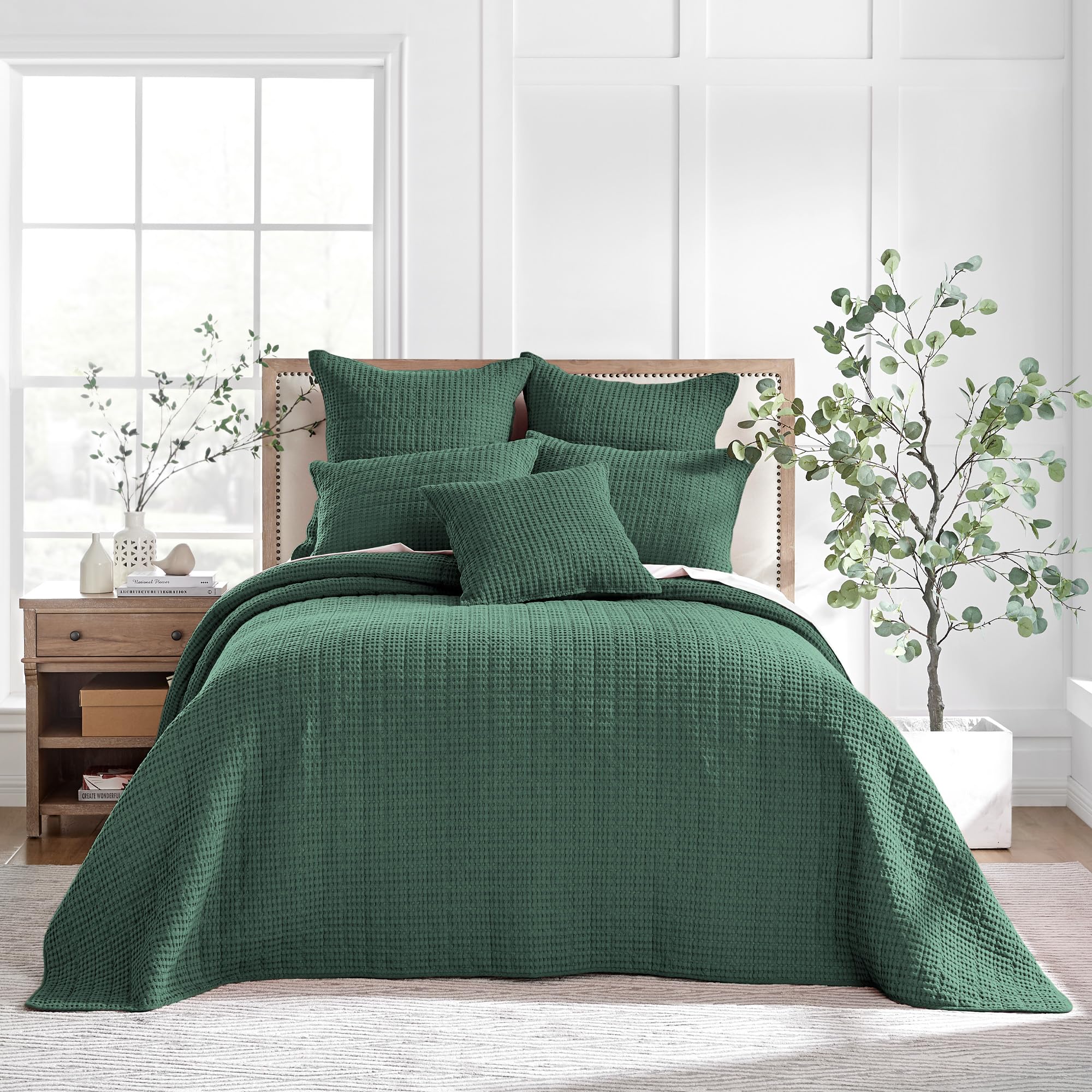 Levtex Home Mills Waffle Twin Bedspread Set (84x104in) with 1 Pillow Sham (26x20in) - Adobe - 100% Cotton Twin Size Bedspread Set - Lightweight, Soft, Pre-Washed