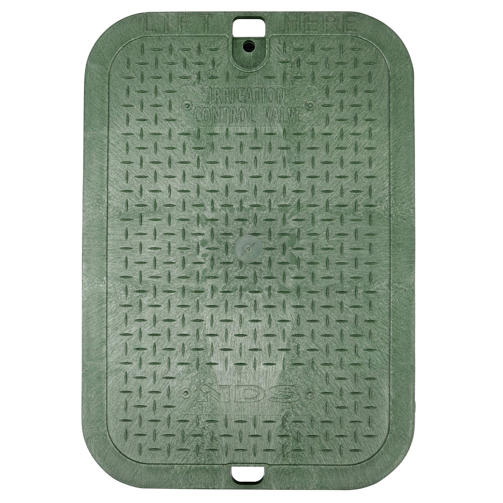 NDS 117BC* 15 in. X 22 in. Rectangular Jumbo Valve Box and Cover, 12 in. Height, Irrigation Control Valve Lettering, Black Box, Green Overlapping Cover, Black/Green
