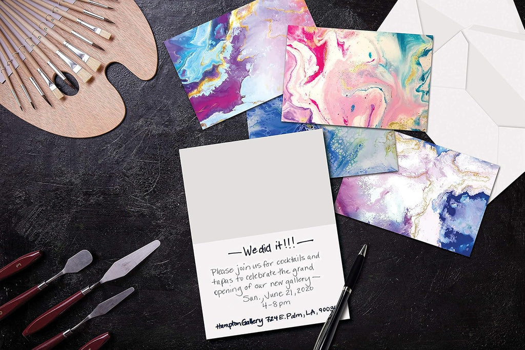 Better Office Products 100-Pack All Occasion Greeting Cards, Assorted Blank Note Cards, 4 x 6 inch, 5 Abstract Art Designs, Blank Inside, with Envelopes, 100 Pack