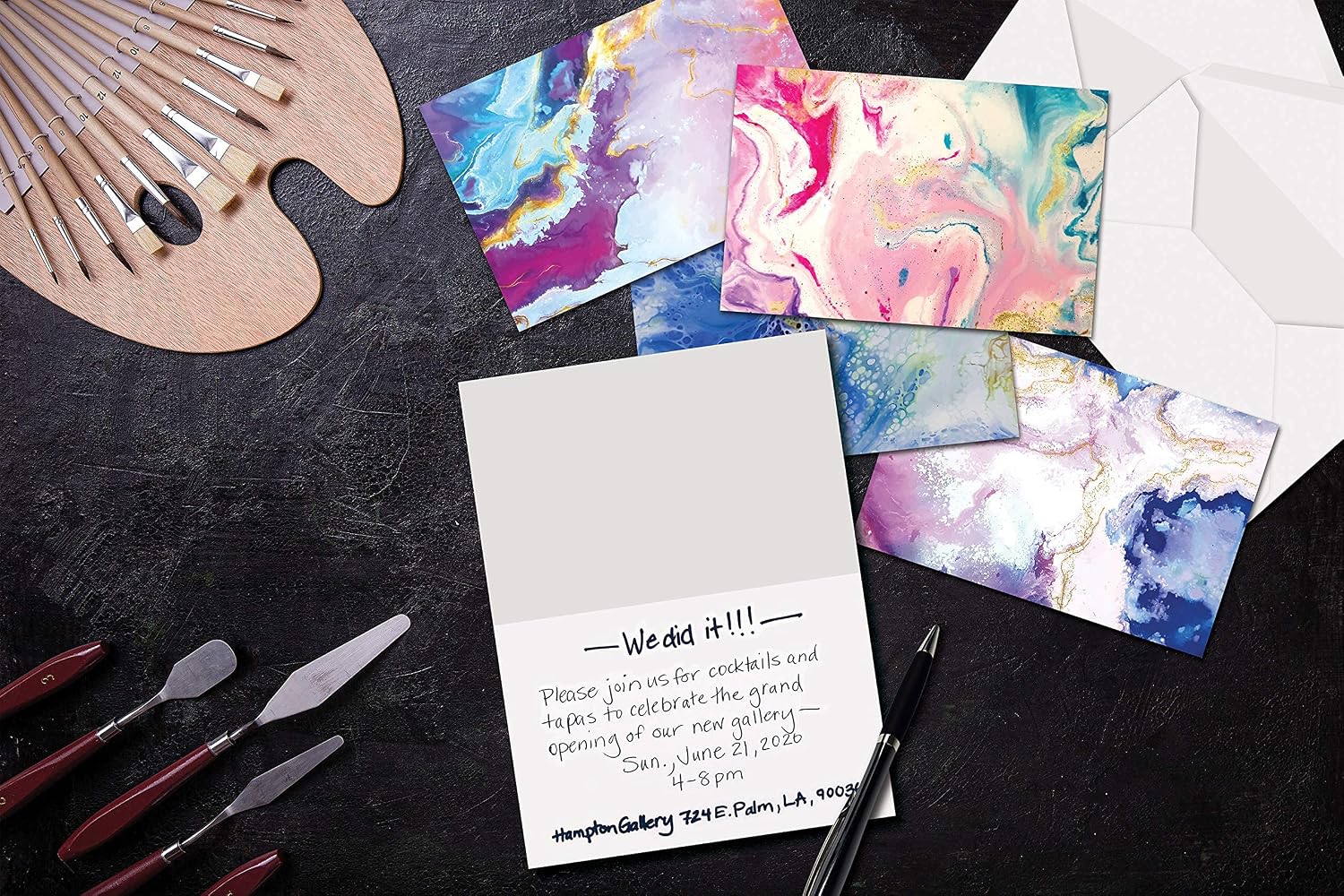 Better Office Products 100-Pack All Occasion Greeting Cards, Assorted Blank Note Cards, 4 x 6 inch, 5 Abstract Art Designs, Blank Inside, with Envelopes, 100 Pack