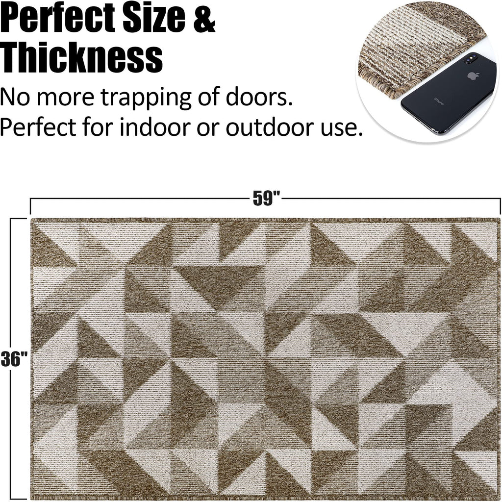 Indoor Doormat 24"x 36", Absorbent Front Back Door Mat Floor Mats, Rubber Backing Non Slip Door Mats Inside Mud Dirt Trapper Entrance Door Rug Carpet, Machine Washable Low Profile-Brown Time Cloister