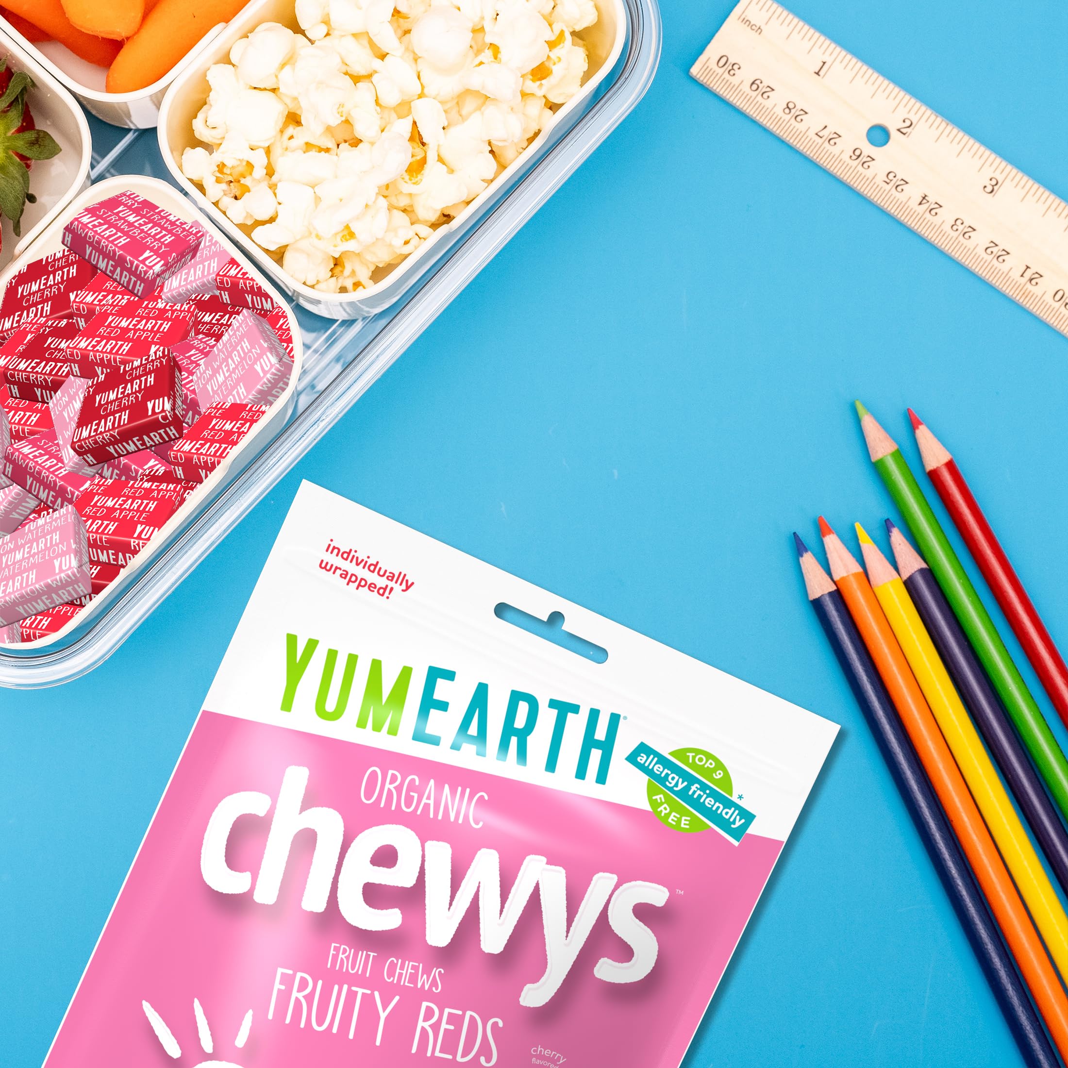 YumEarth Organic Chewys Fruity Reds, 5oz Non GMO, Gluten Free, Vegan, Dye Free Candy - Allergen Friendly