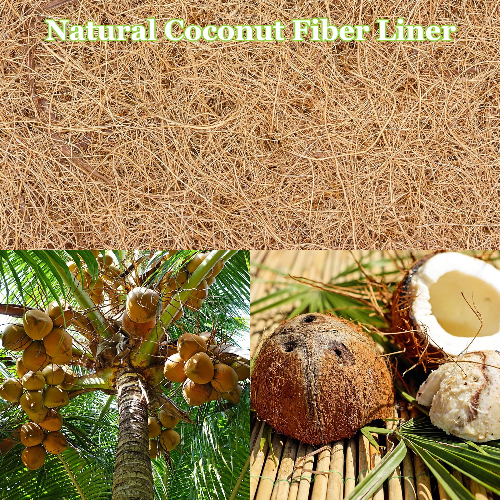 Riare 2 Pack 12 Inch Round Coco Liners Replacement, 100% Natural Coconut Coir Liners for Hanging Baskets, Garden Flower Vegetables Planter Pot, Window Box, Fence, Decks