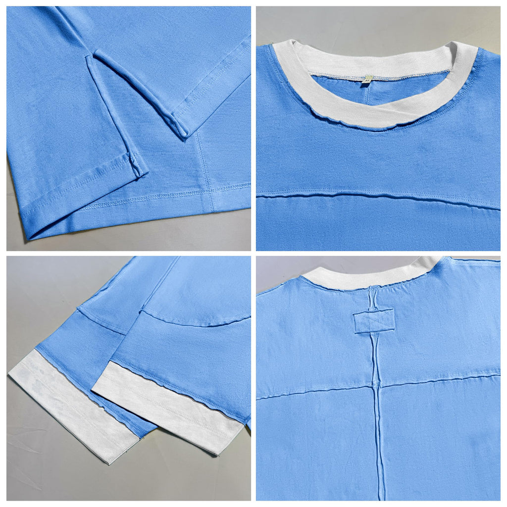 Songling Womens 3/4 Length Sleeve Casual Loose Fit Summer Tee Shirt Basics Cotton t Shirts Trendy Tops