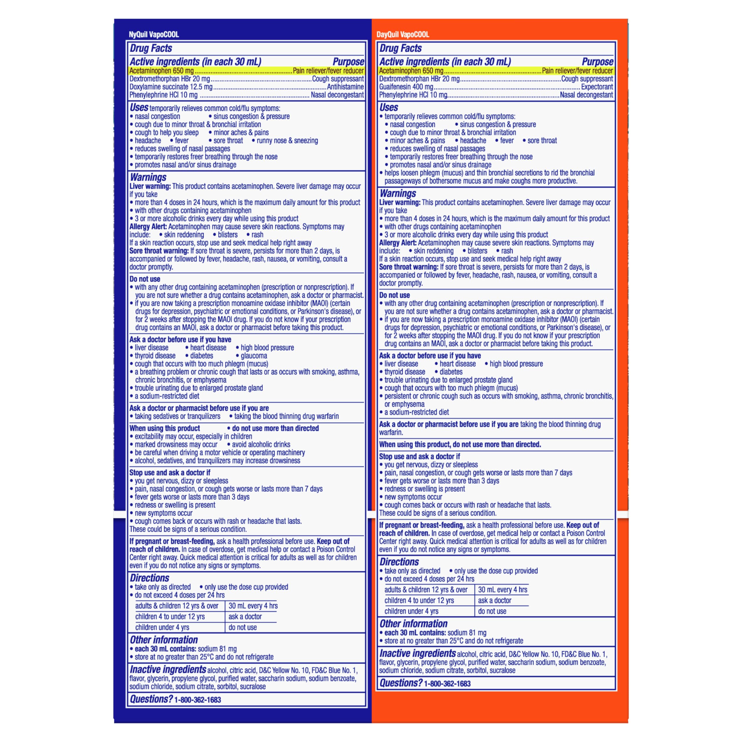 Vicks DayQuil & NyQuil SEVERE Cold & Flu Medicine, Relief for Headache, Fever, Sore Throat, Minor Aches & Pains, Nasal Congestion, Sinus Pressure, Stuffy Nose, and Cough, Co-Pack, 2 x 12 OZ