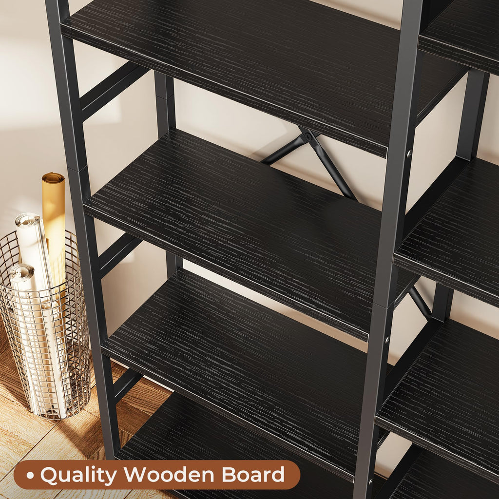 SUPERJARE Triple Bookshelf, Bookcase with 11 Open Display Shelves, Wide Book Shelf Book Case for Home & Office, 4 Tier, Black