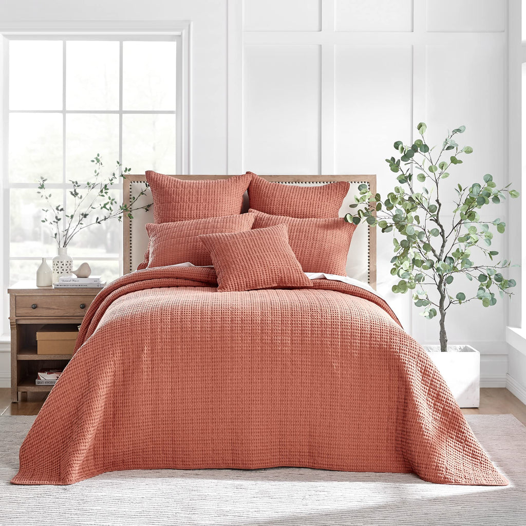 Levtex Home Mills Waffle Twin Bedspread Set (84x104in) with 1 Pillow Sham (26x20in) - Adobe - 100% Cotton Twin Size Bedspread Set - Lightweight, Soft, Pre-Washed