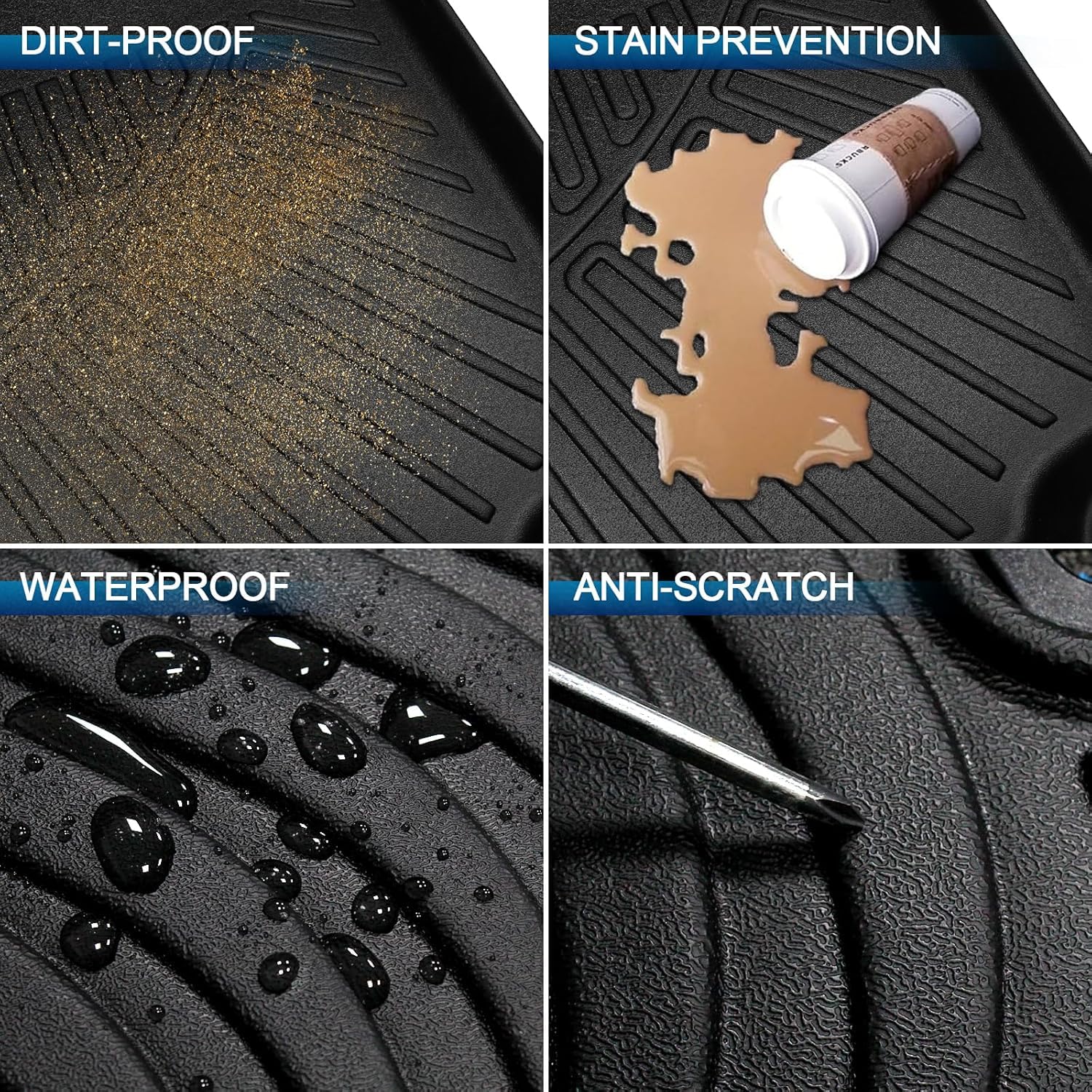 PELEUS Floor Mats for Toyota 4Runner 2003-2009 (4th Gen), All Weather Custom Fit Car Mats & Cargo Liner Set, Odorless TPE Heavy Duty Protection Accessories, Black (Only 5-Seat Models)