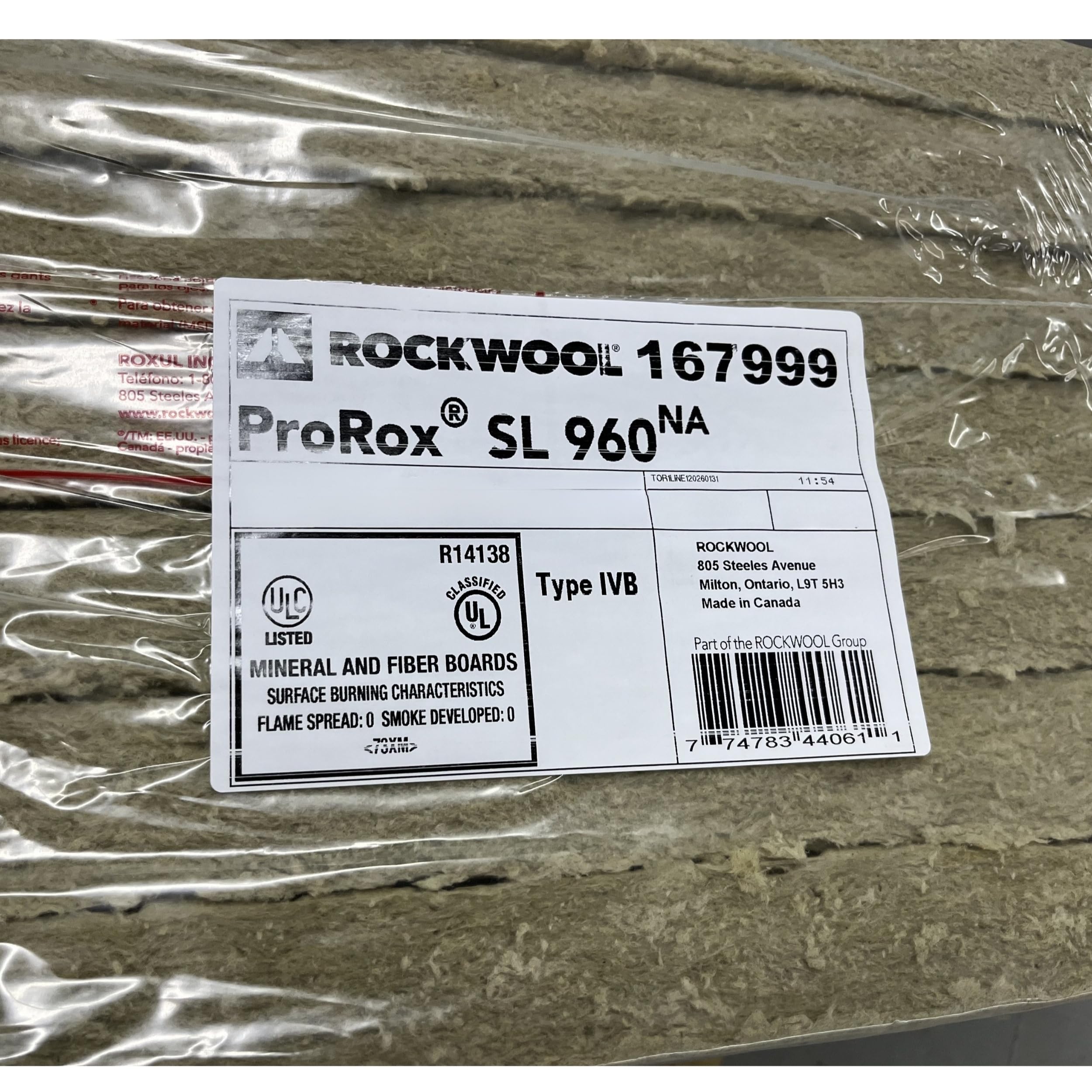 10 pk 24" x 48" x 1" Rockwool ProRox Mineral Wool, Replaces Owens Corning Thermafiber, BMW142-10PK
