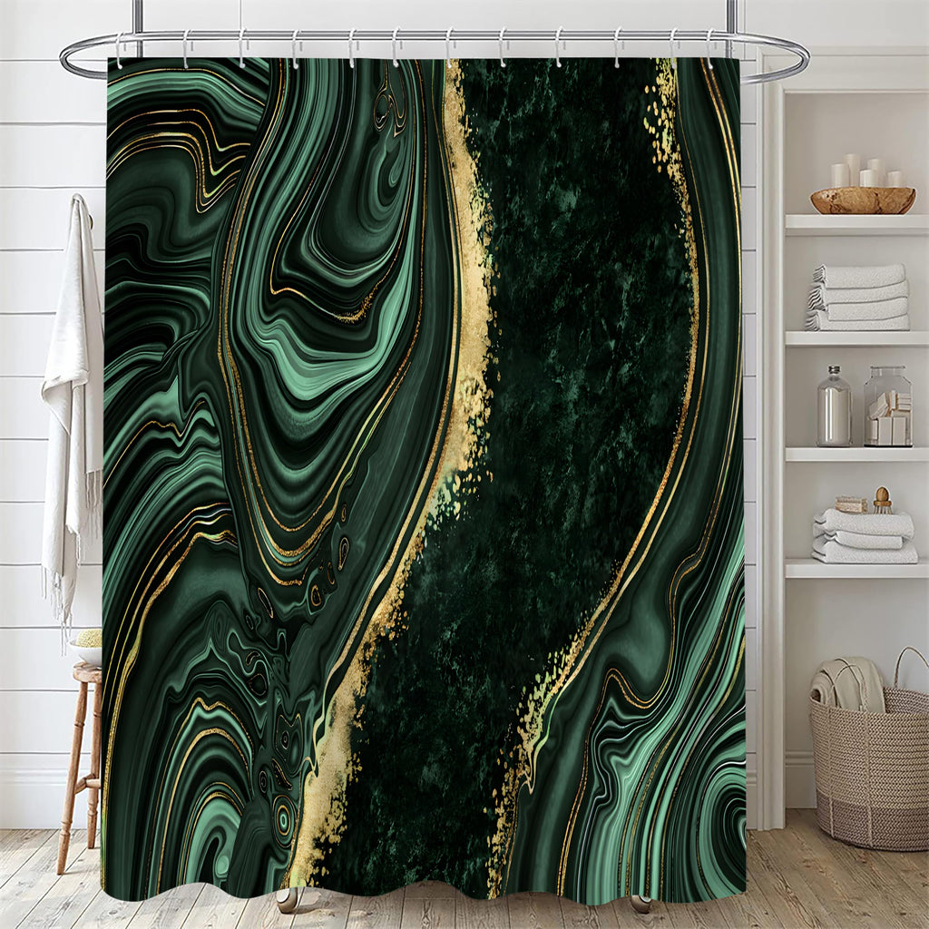 Nkzply 4 Pcs Black Marble Shower Curtain Sets with Rugs Gold Bathroom Sets with Shower Curtain and Rugs Modern Abstract Bathroom Decor Accessories Shower Curtains for Bathroom Toilet Lid Cover