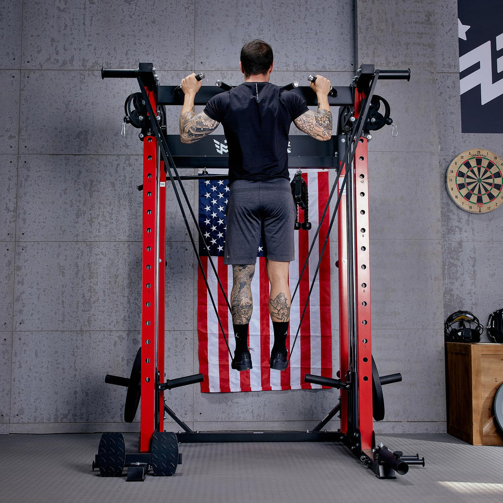 MAJOR FITNESS F22 Power Rack, 1600lbs All-in-One Squat Rack with Dual Pulley System, Heavy-Duty Steel Frame, Attachments & Storage for Home Gym Strength Training