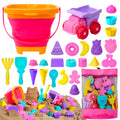 Sloosh Beach Sand Toys Set - Dump Truck Car Toy with Sand Molds for Toddlers Outdoor Play, Collapsible Foldable Buckets Mesh Bag Shovels Castle Animal Mold Sets, Kids Ages Sandbox Toys (Animals)