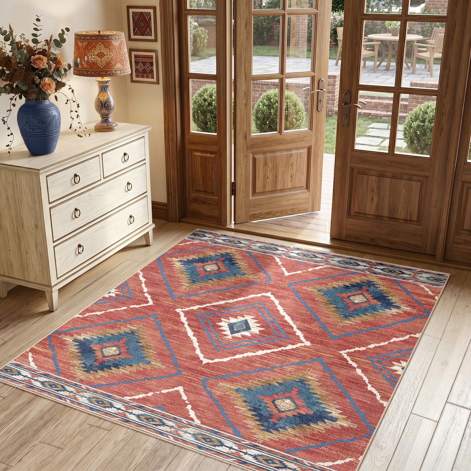 BESTSWEETIE Area Rug 2x3 Rug Machine Washable Non-Slip Low Pile Print Pattern Western Rug for Living Room Bedroom Entryway Tribal Series-Abstract/Cowhide