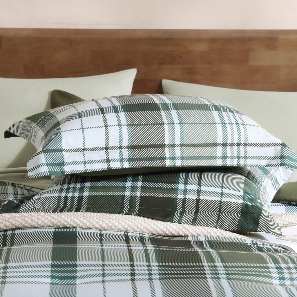 MaiRêve Queen Comforter Set, Classic Plaid Farmhouse Bedding Sets 7 Pieces, Beige All Season Bed in A Bag with Sheets, Pillowcases & Shams