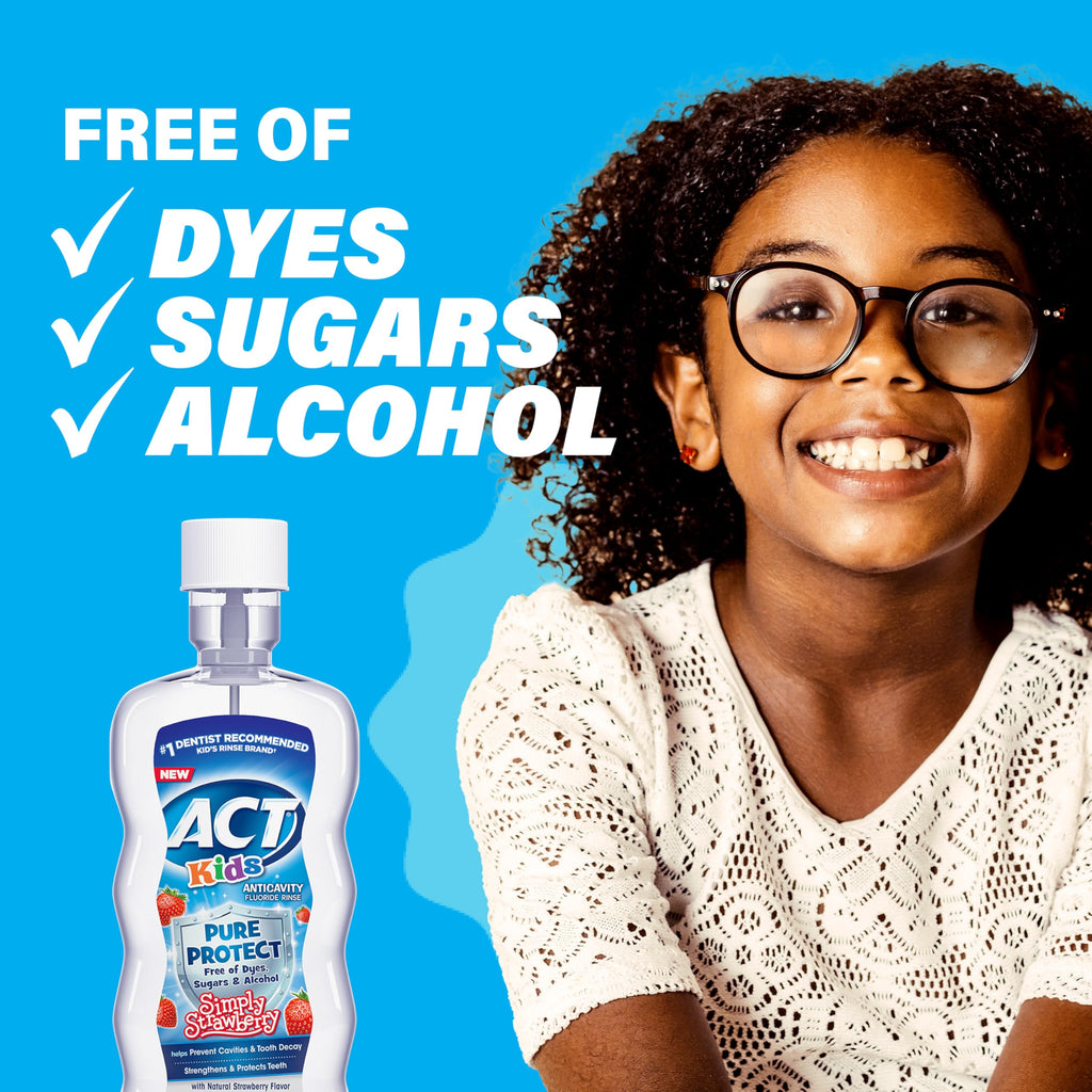ACT Kids Anticavity Fluoride Mouthwash, Sugar & Alcohol Free Mouth Rinse Strengthens Teeth, Bubble Gum Blowout, 16.9 fl. oz.(Pack of 3)