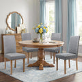 Upholstered Dining Chair Modern Stylish Parsons Kitchen Diner High Back with Bronze Nailhead Trim & Wood Legs, Set of 2, Grey