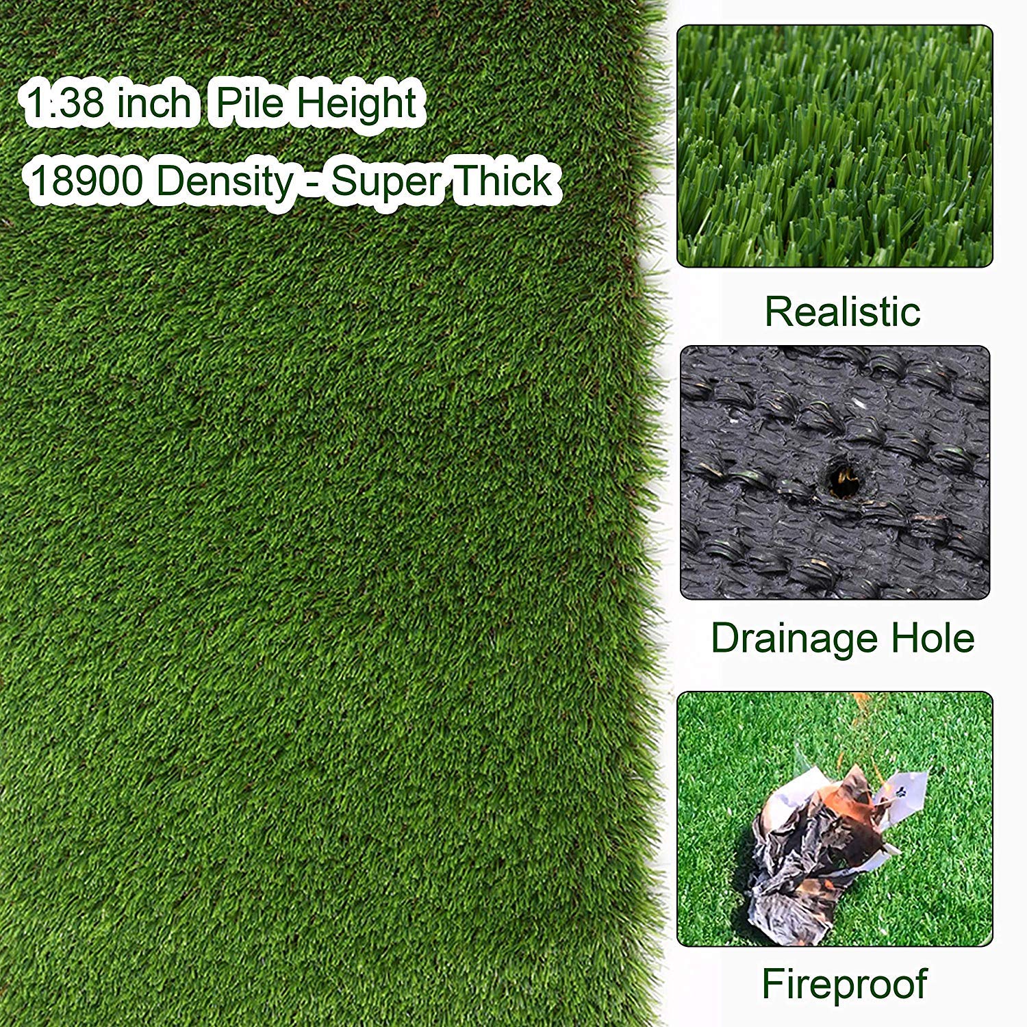 Petgrow 4FTx7FT Artificial Realistic & Thick Fake Mat for Outdoor Garden Landscape Pet Pad Dog Synthetic Grass Rug Turf