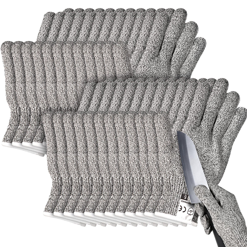Xuhal 12 Pairs Cut Resistant Gloves Level 5 Protection Cutting Safety Kitchen Anti Cut Gloves for Kitchen (M)