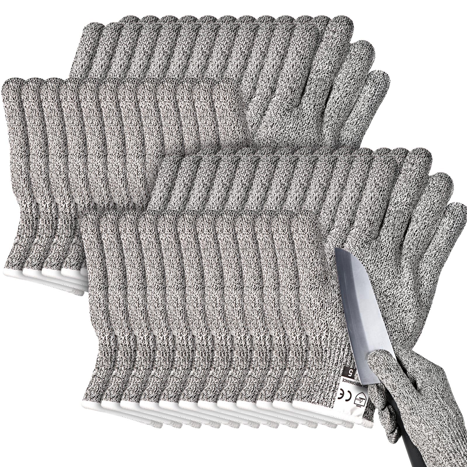 Xuhal 12 Pairs Cut Resistant Gloves Level 5 Protection Cutting Safety Kitchen Anti Cut Gloves for Kitchen (M)