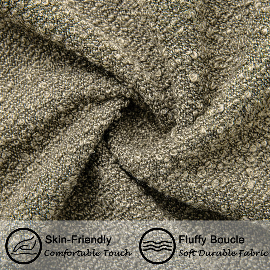 18"x18" Charcoal Black Boucle Throw Pillow Covers with Faux Leather Accents Set of 2 Fluffy Textured Decorative Pillow Cases for Couch Bed Boho Farmhouse Square Cushion Covers for Nordic Home